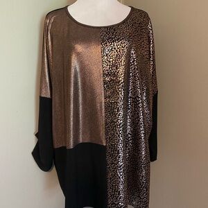 Metallic Leopard Print Top By Est 1946 Cato Sz 26/28